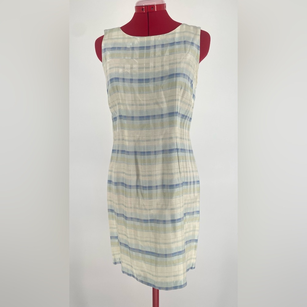 90s Green & Blue Pastel Plaid Retro Mini Spring / Easter Dress